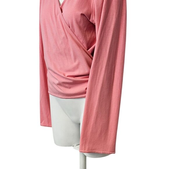 Eileen Fisher Womens V-Neck Wrap Top, Cotton, Pink, Tie Side, Size Small - Picture 6 of 8